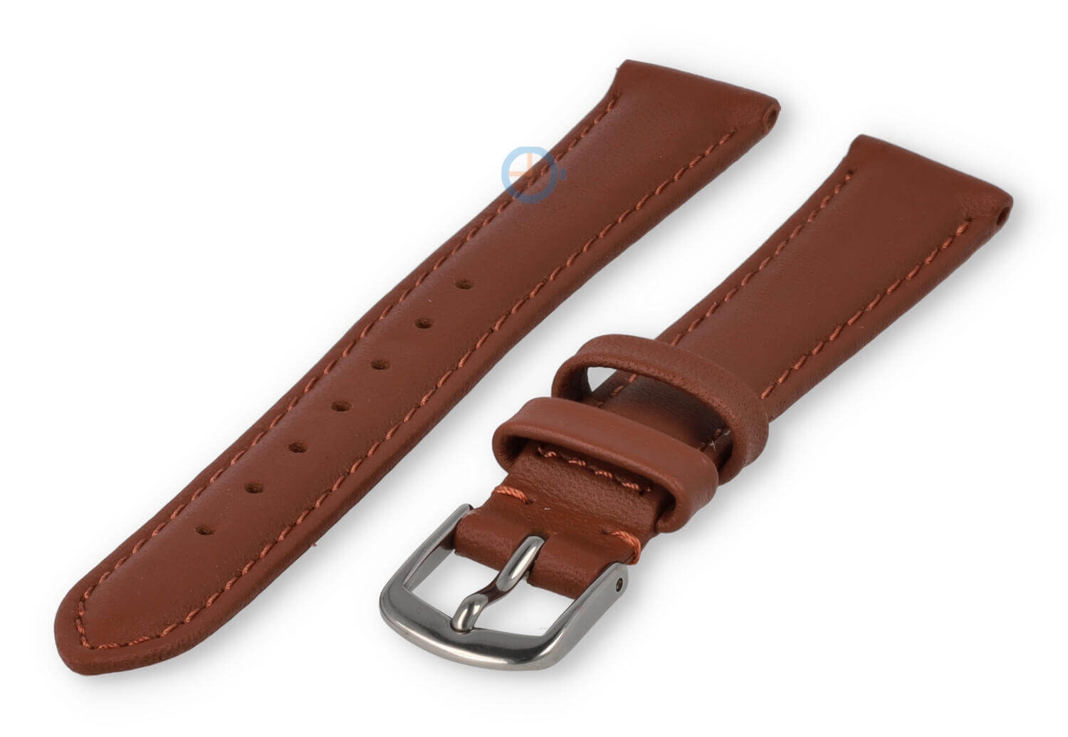 12mm horlogeband glad leer - roestbruin