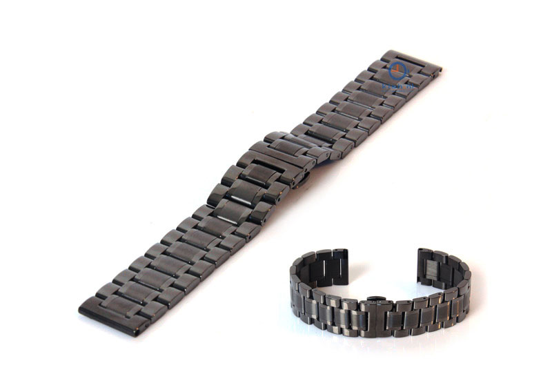 Horlogeband 24mm staal zwart mat/glans
