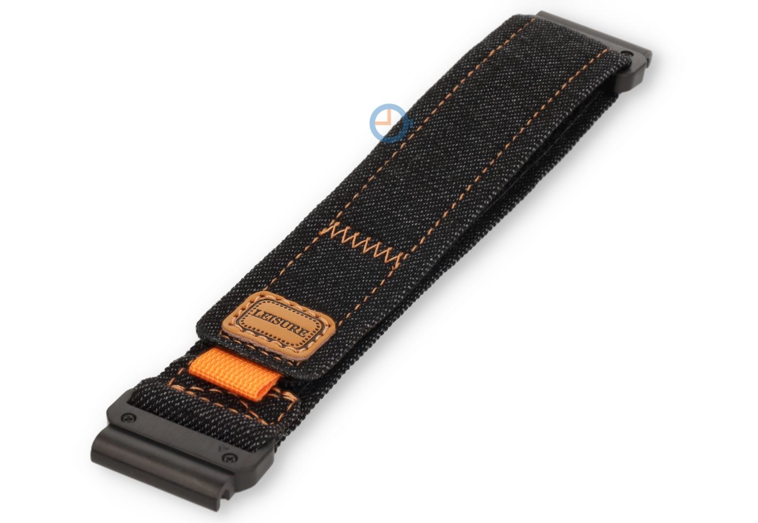 Zwart denim Garmin Fenix bandje - 22mm - klittenband