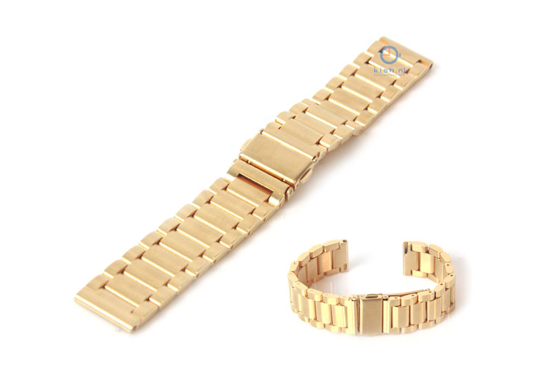 Horlogeband 18mm mat staal goud