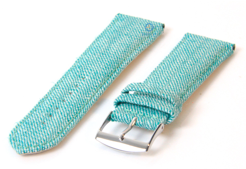 Horlogeband 24mm denim jeans groen