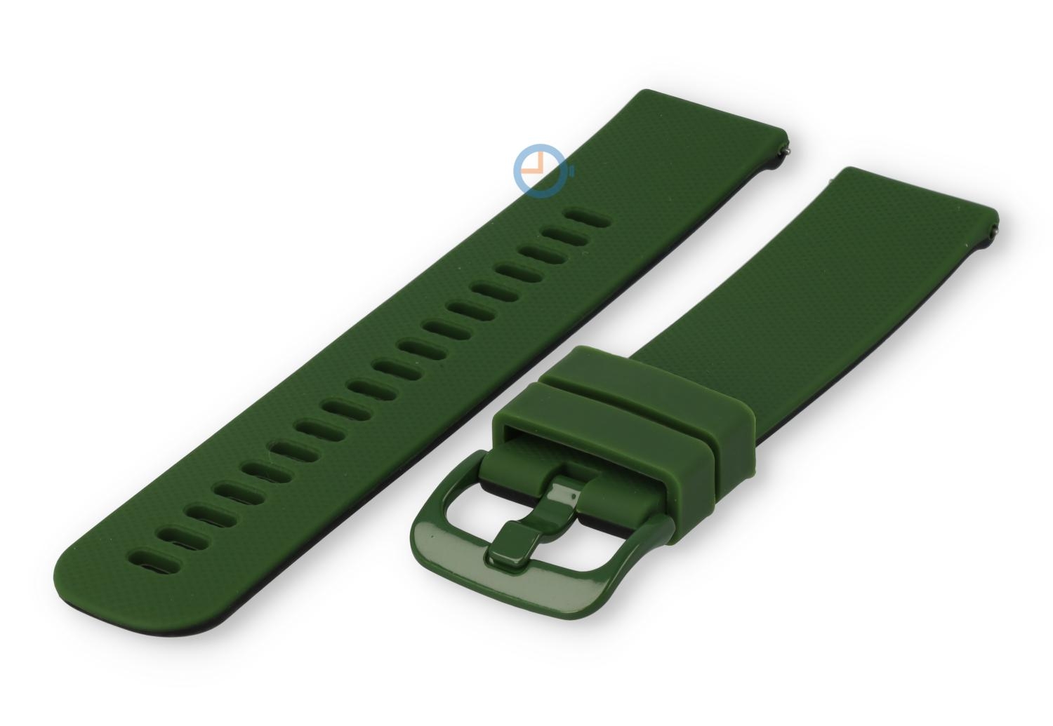 Siliconen horlogebandje 20mm - bosgroen/zwart