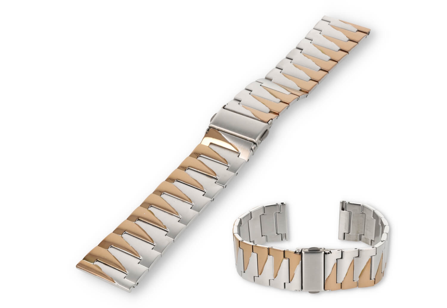 Design bandje 22mm zilver/roségoud - mat met glans