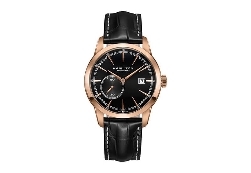 Hamilton horlogeband H40545731 - zwart leer