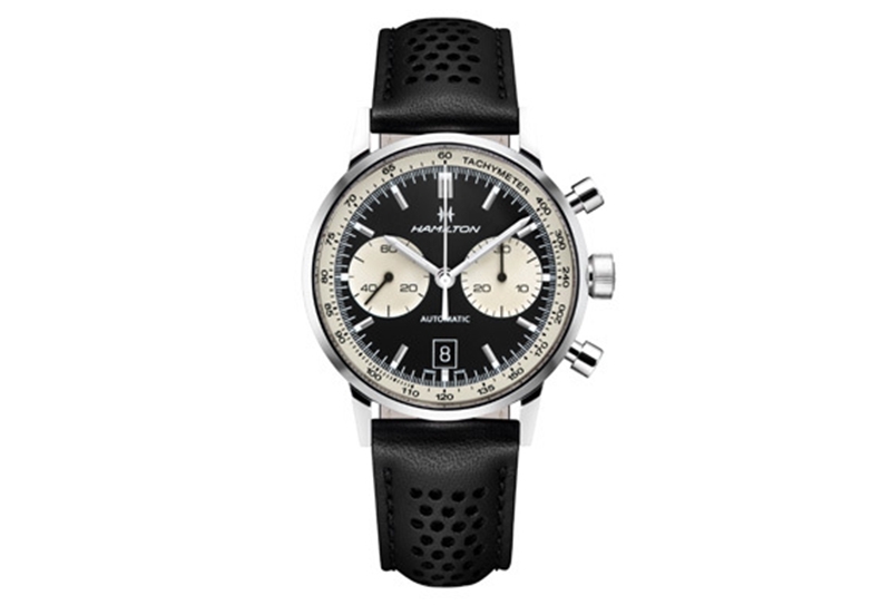 Hamilton horlogeband H38716731 - zwart leer