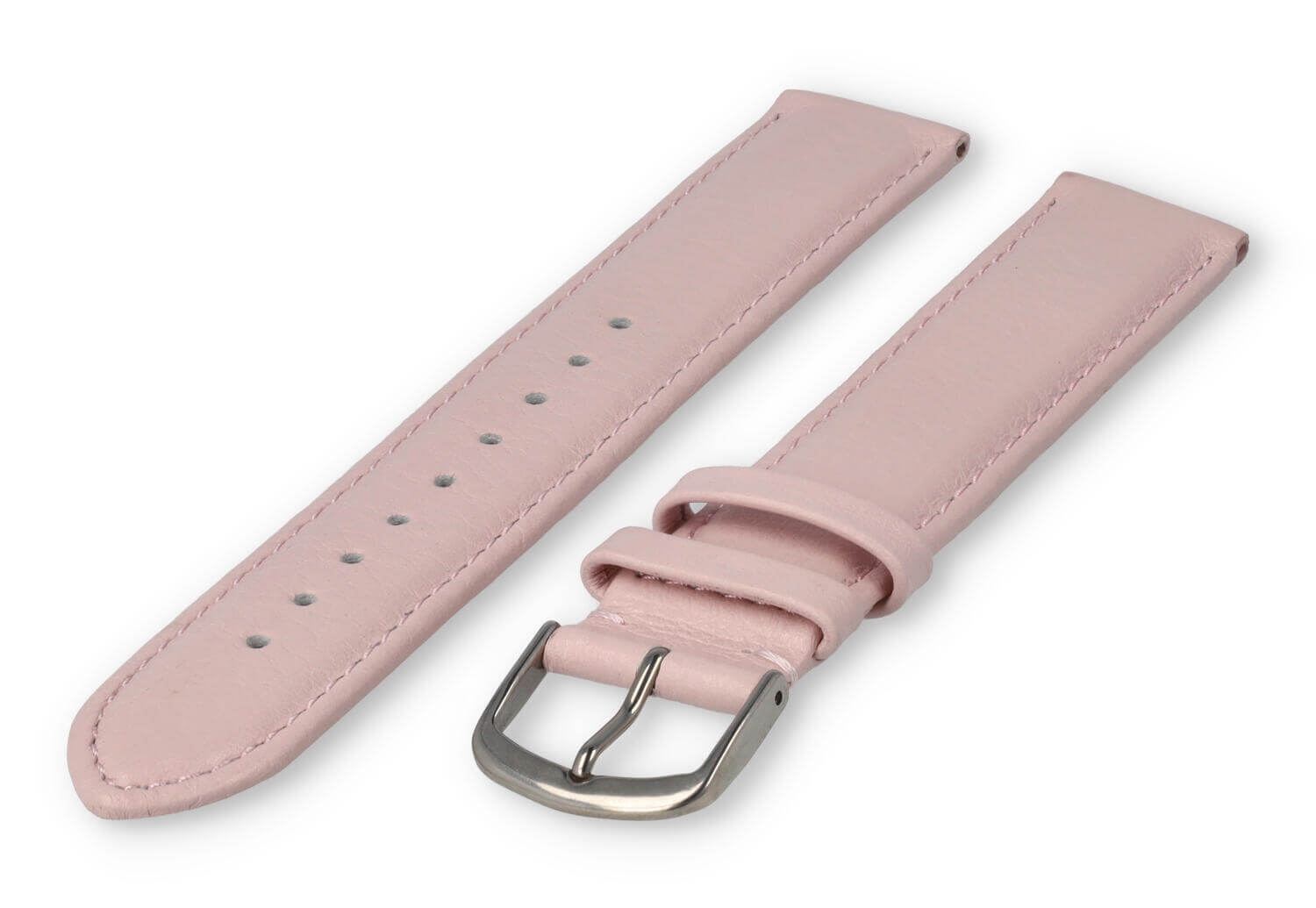 XL horlogeband glad leer - 18mm - pastelroze