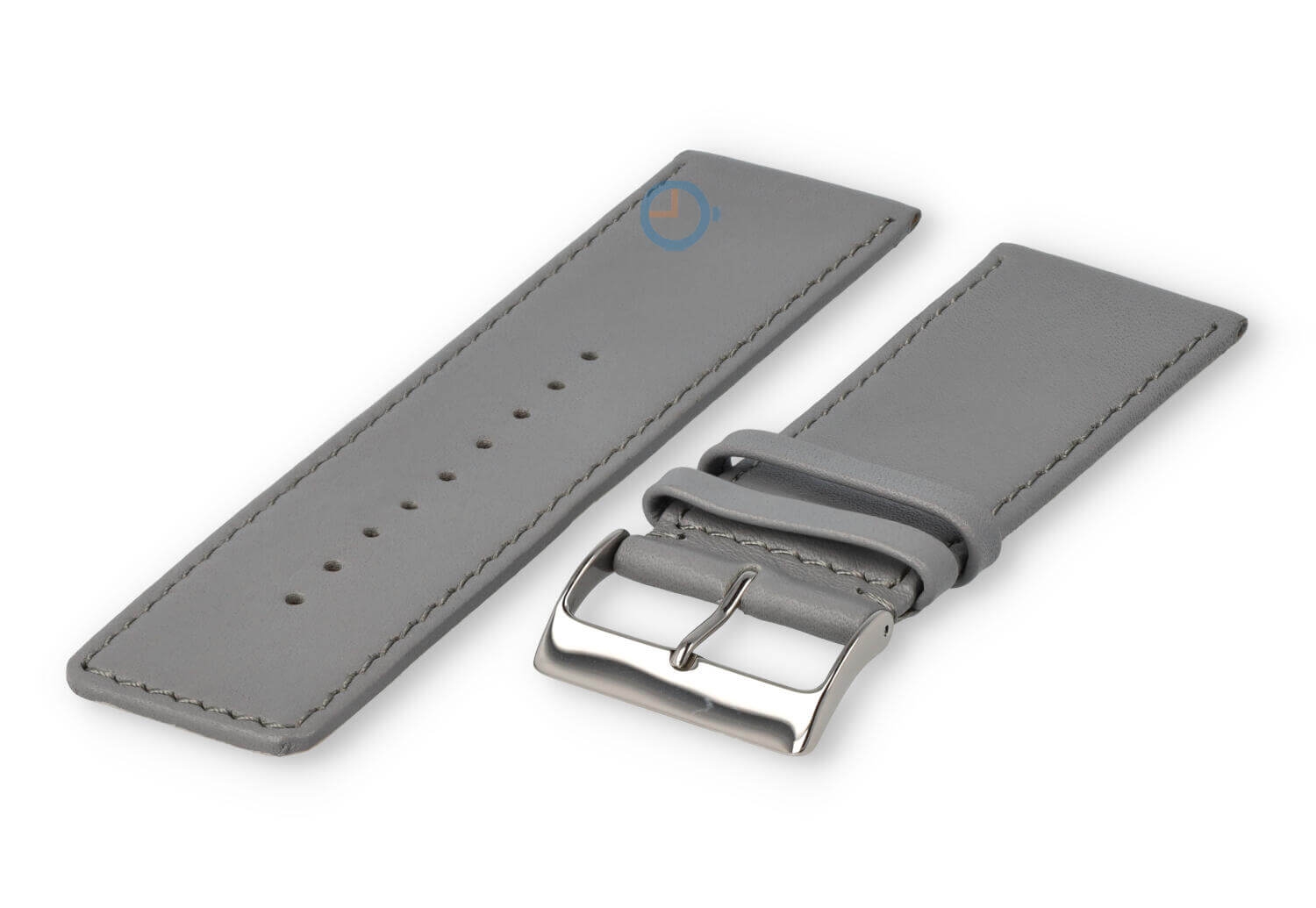 30mm horlogeband glad leer - lichtgrijs