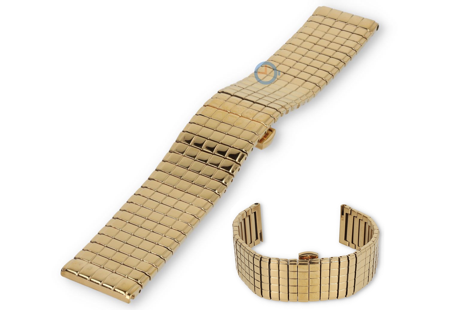 Blokpatroon stalen horlogeband - 22mm - goud