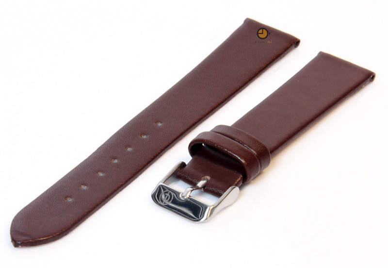 Naadloze horlogeband 18mm donkerbruin stieren leer