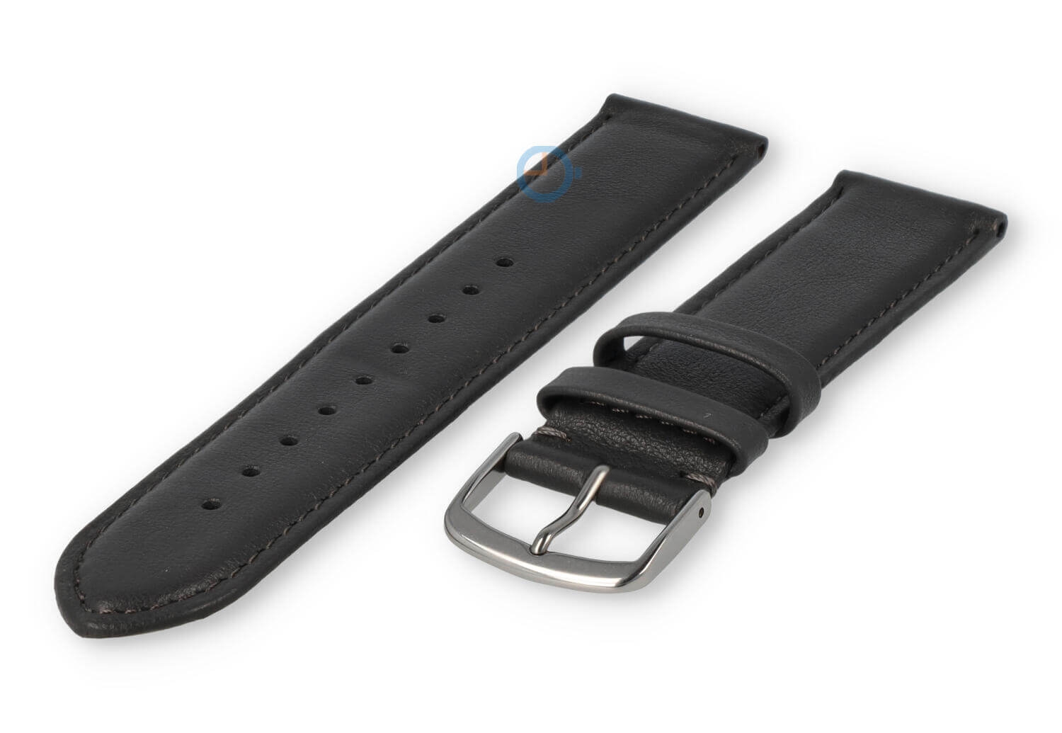 20mm horlogeband glad leer - donkergrijs