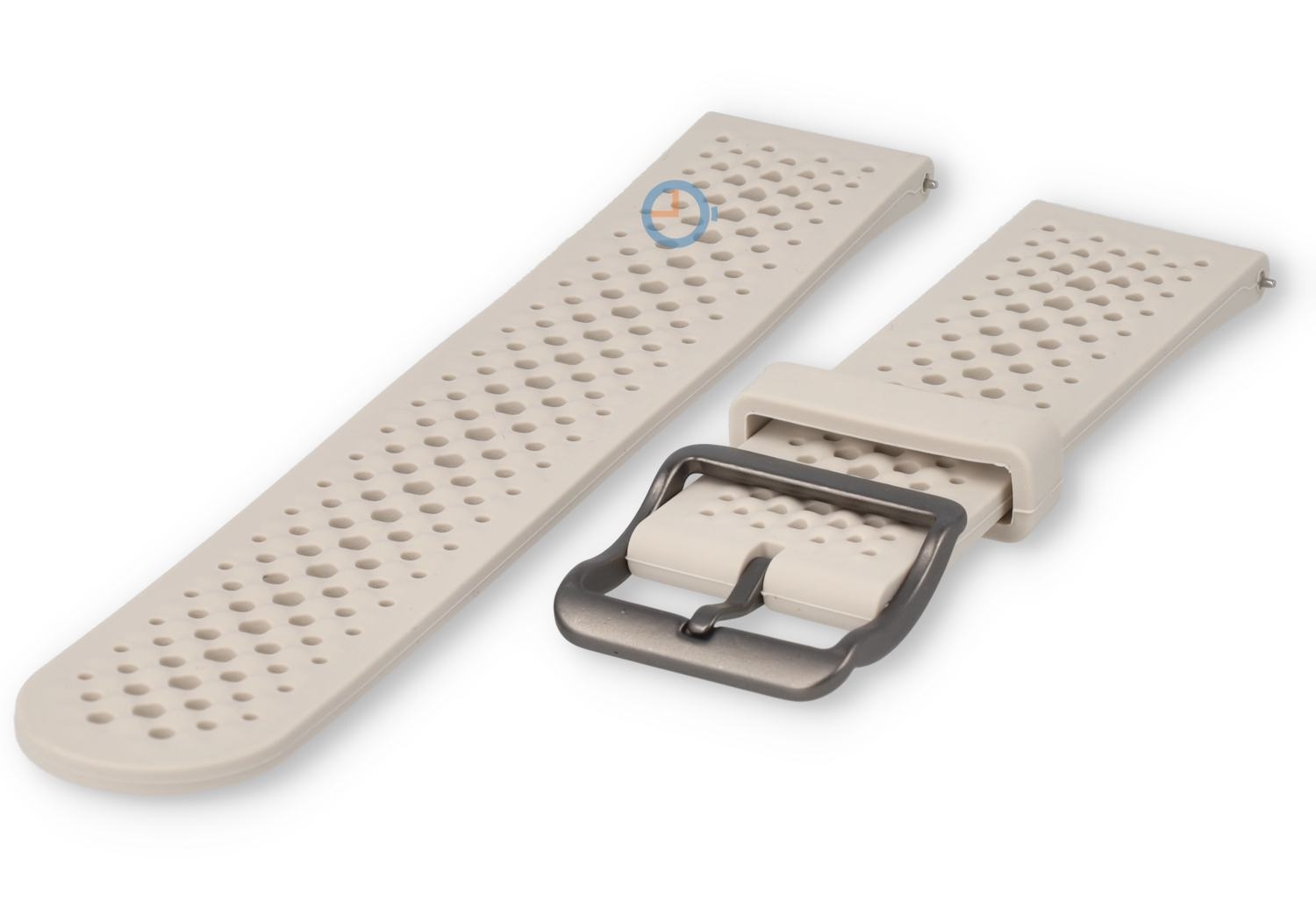 Ademend siliconen bandje - 22mm beige - perforated