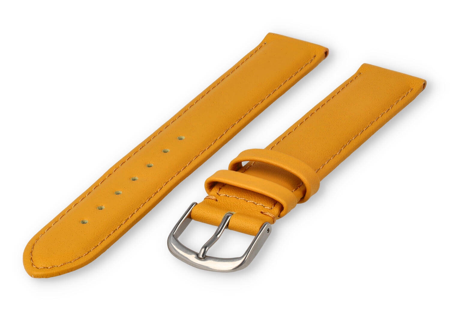 XL horlogeband glad leer - 18mm - mosterdgeel