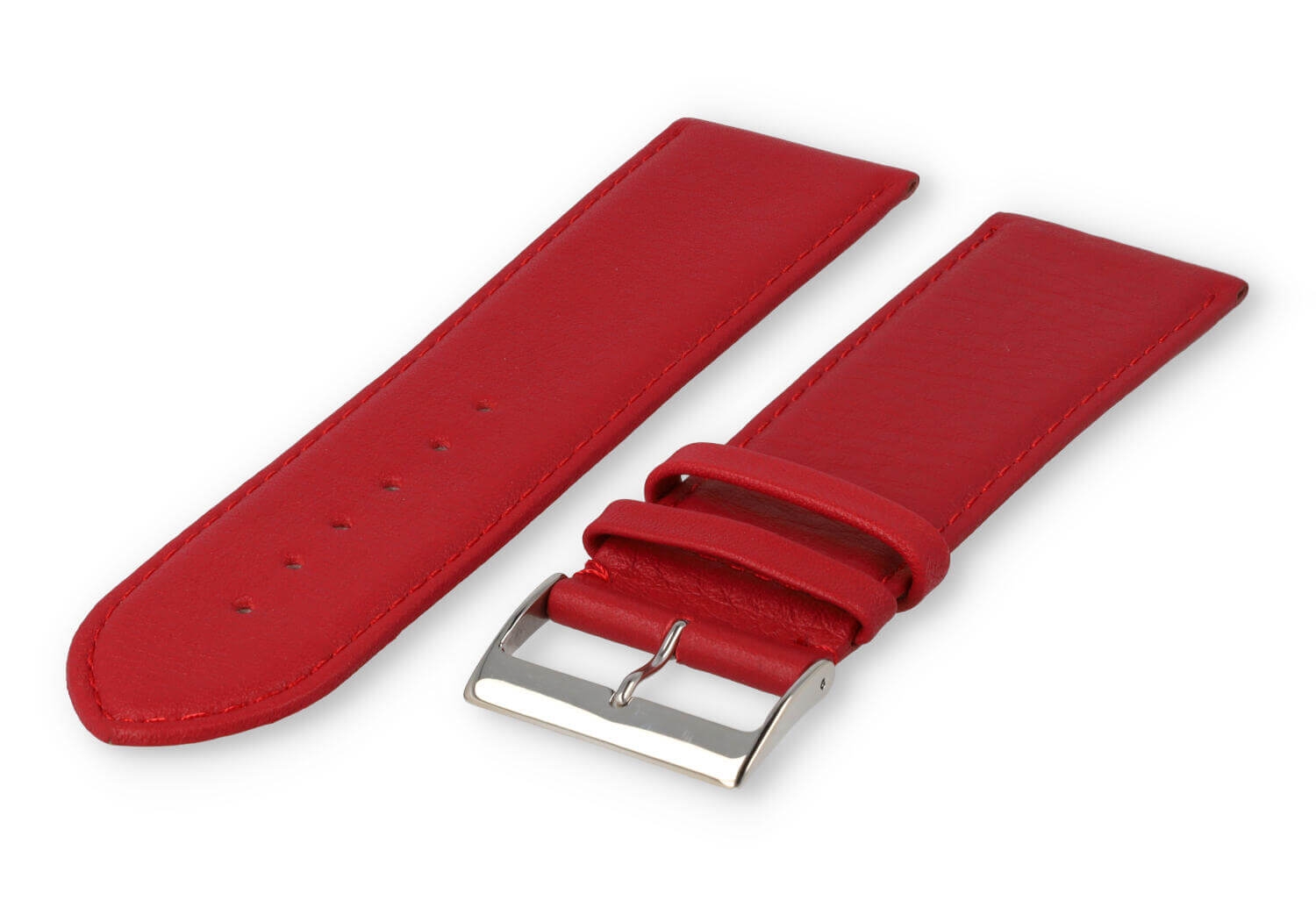 XL horlogeband glad leer - 28mm - donkerrood