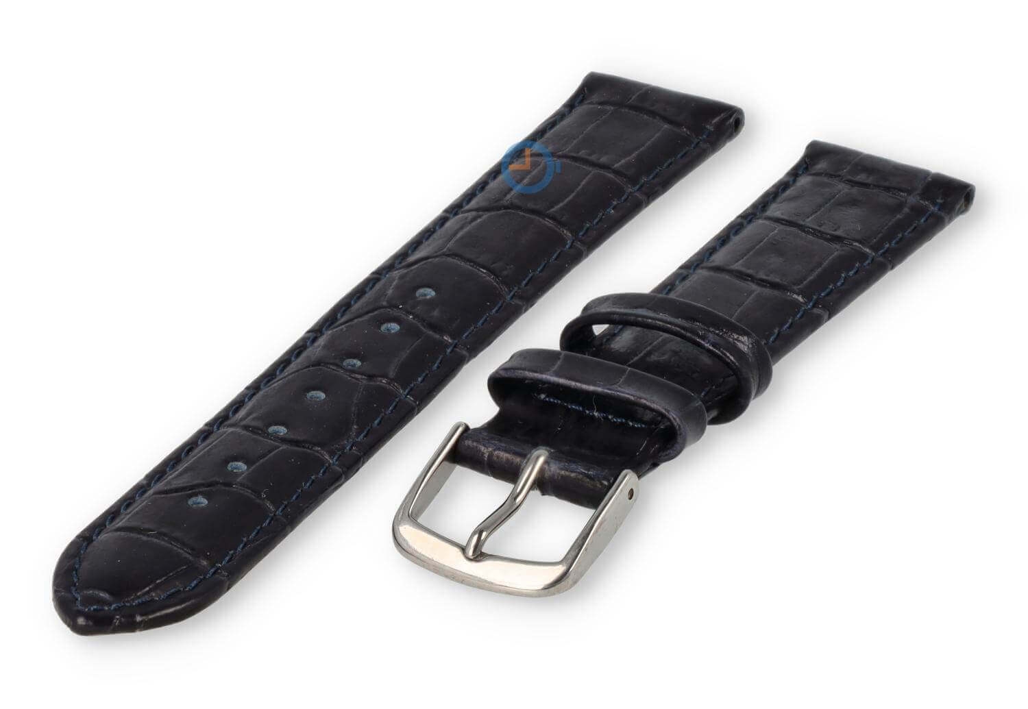 Crocoprint horlogeband leer - 18mm - donkerblauw