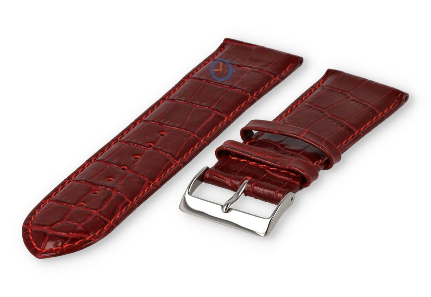 Basic croco horlogeband - 24mm - bordeaux