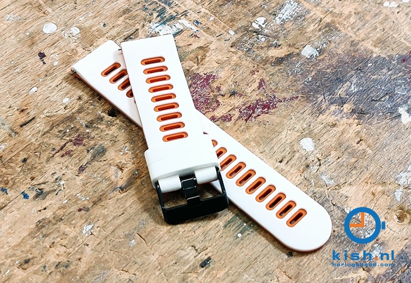 Siliconen horlogeband 22mm - wit/oranje