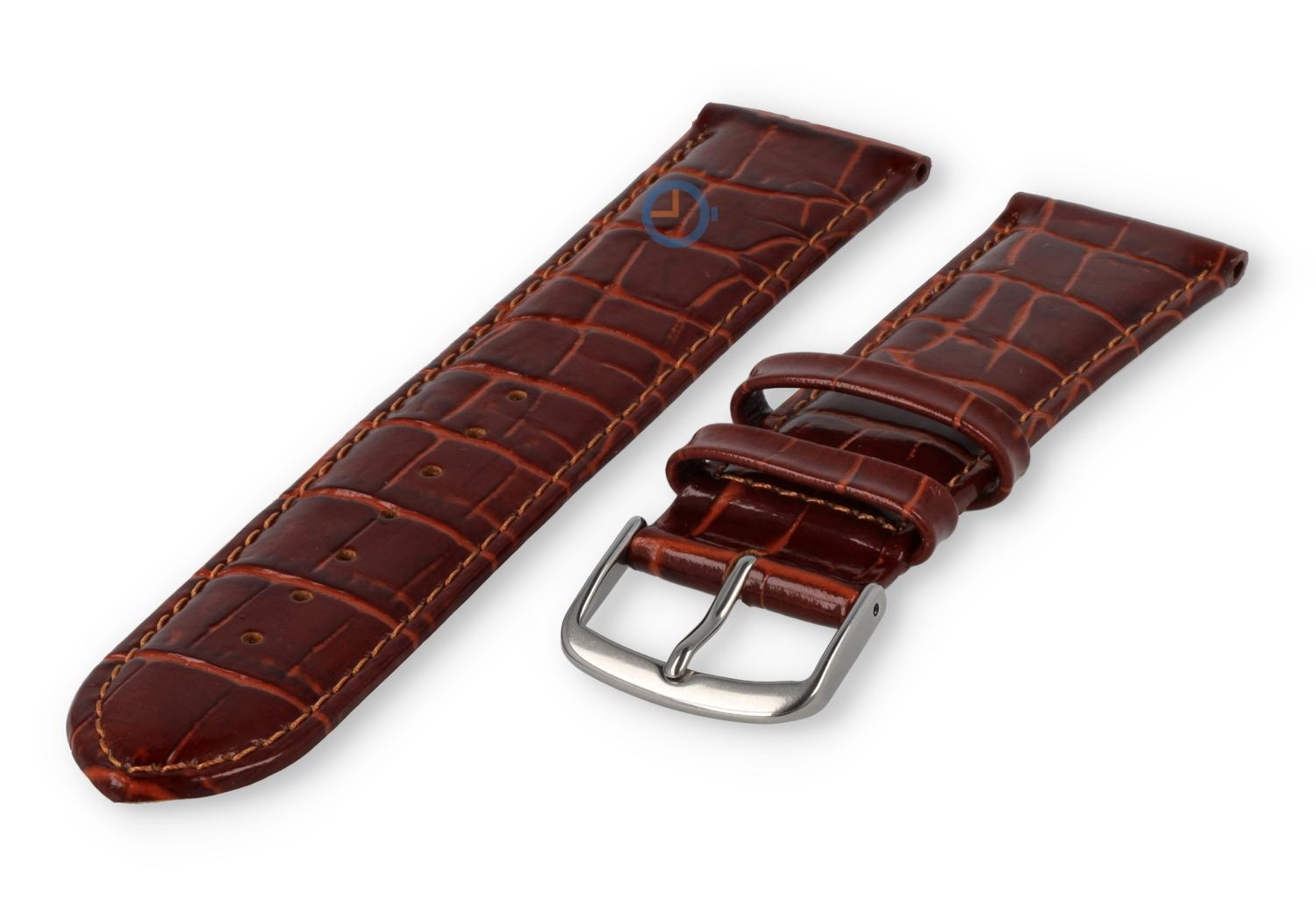 Leren horlogeband croco - 20mm - roestbruin