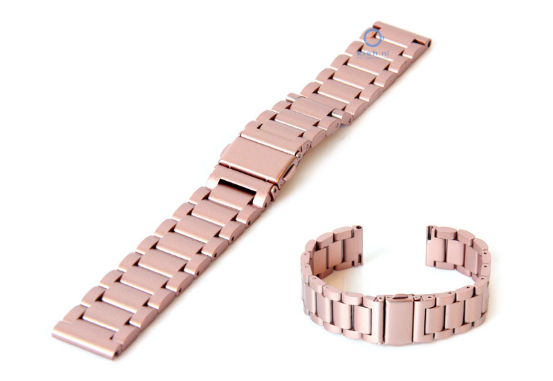 Horlogeband 18mm mat staal roze
