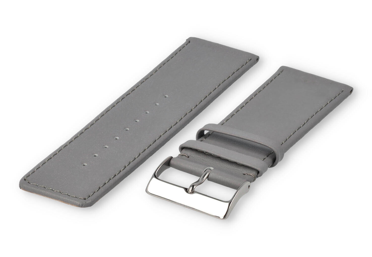 XL horlogeband glad leer - 30mm - lichtgrijs