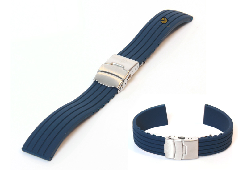 18mm siliconen horlogeband blauw