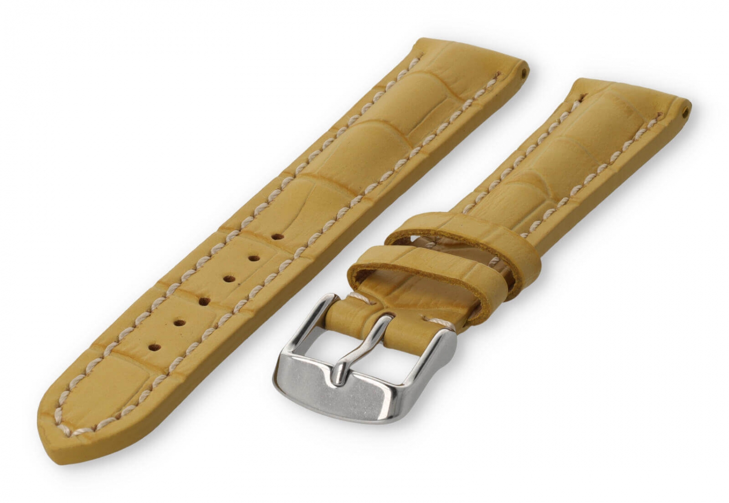 Horlogeband met krokoprint 18mm geel leer