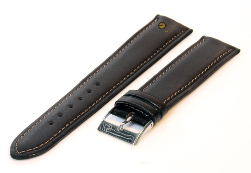 Horlogeband 22mm donkerbruin leer XXL